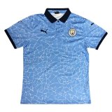 2020/2021 Manchester City Soccer Polo Jersey Blue Texture - Mens