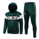 PSG x Jordan Hoodie Green Training Suit(Jacket + Pants) Mens 2021/22