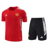Manchester United Red-Black Training Suit Jersey + Pants Mens 2021/22