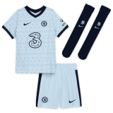 2020/2021 Chelsea Away Light Blue Kids Soccer Jersey Kit (Shirt + Short + Socks)