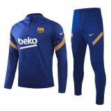 2020-2021 Barcelona Blue Half Zip Soccer Training Suit