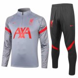 2020-2021 Liverpool Light Grey Half Zip Soccer Training Suit