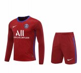 2020/2021 PSG Goalkeeper Red Long Sleeve Men's Soccer Jersey + Shorts Set