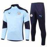 2020-2021 Manchester City Light Blue Half Zip Soccer Training Suit