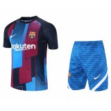 Barcelona Red - Blue Training Suit (Jersey+Short) Mens 2021/22