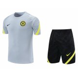 Chelsea Grey Training Suit Jersey + Short Mens 2021/22