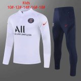 Kid's 2020-2021 PSG White Half Zip Soccer Training Suit