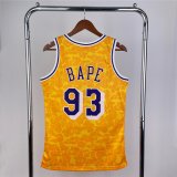Los Angeles Lakers A Bathing Ape Yellow Swingman Jersey Mens 2022/23 #BAPE - 93