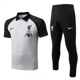 Liverpool Light Grey Training Suit Polo + Pants Mens 2022/23