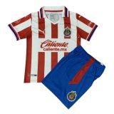 2020/2021 Chivas Home Red White Stripes Kids Soccer Jersey Kit(Shirt + Short)