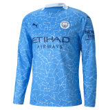 2020/2021 Manchester City Home Light Blue LS Men Soccer Jersey Shirt