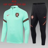 2020/2021 Portugal Green Half Zip Soccer Training Suit Kid's