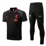Liverpool Black Training Suit Polo + Pants Mens 2022/23