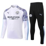 2020-2021 Manchester City White Half Zip Soccer Training Suit