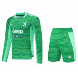 Juventus Goalkeeper Green Long Sleeve Jersey + Short Mens 2021/22
