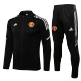 Manchester United Black - White Training Suit Jacket + Pants Mens 2021/22