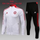 Manchester United White Training Suit Jacket + Pants Kids 2021/22