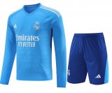 Real Madrid Goalkeeper Blue Jersey + Short Mens 2023/24 #Long Sleeve