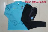 2020-2021 Brazil Blue Half Zip Soccer Training Suit