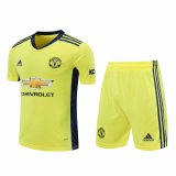 2020/2021 Manchester United Goalkeeper Yellow Men's Soccer Jersey + Shorts Set