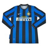 2009/10 Inter Milan Retro Home Black & Blue Stripes Long Sleeve Men Soccer Jersey Shirt