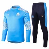 2020-2021 Olympique Marseille Blue Half Zip Soccer Training Suit