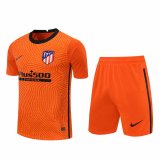 2020/2021 Atletico Madrid Goalkeeper Orange Men's Soccer Jersey + Shorts Set