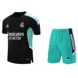 Real Madrid Black Training Suit Jersey + Short Mens 2021/22