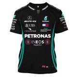 Mercedes AMG Petronas 2021/2022 Black 3D Fashion F1 Team T-Shirt Mens