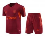 Manchester United Burgundy Training Jersey + Short Mens 2023/24