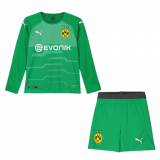 Borussia Dortmund 18-19 Cup Away Goalkeeper Green LS Kids Soccer Jersey+Short