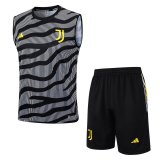 Juventus Grey - Black Training Singlet + Short Mens 2023/24