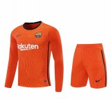 2020/2021 Barcelona Goalkeeper Orange Long Sleeve Men's Soccer Jersey + Shorts Set