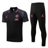 PSG Black Training Suit Polo + Pants Mens 2022/23