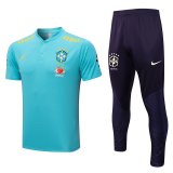 Brazil Light Blue Training Suit Polo + Pants Mens 2022/23