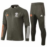 2020-2021 Manchester United Olive Green Jacket Soccer Training Suit