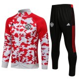 Manchester United Red - White Training Suit Jacket + Pants Mens 2021/22