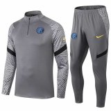 2020-2021 Inter Milan Grey Half Zip Soccer Training Suit