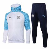 Manchester City Hoodie White Training Suit (Jacket + Pants) Mens 2020/21