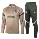 2020-2021 Atletico Madrid Khaki Half Zip Soccer Training Suit