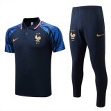 France Drak Blue Training Suit Polo + Pants Mens 2022/23