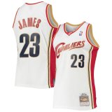 Cleveland Cavaliers 2003-2004 LeBron James Mitchell & Ness White Jersey Hardwood Classics Mens (JAMES #23)