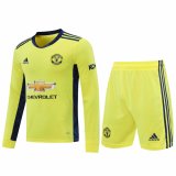 2020/2021 Manchester United Goalkeeper Yellow Long Sleeve Men's Soccer Jersey + Shorts Set