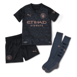 2020/2021 Manchester City Away Black Kids Soccer Jersey Whole Kit (Shirt + Short + Socks)