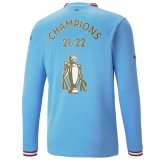 Manchester City Home Jersey Mens 2022/23 #Champions 21/22 Long Sleeve