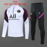 Kid's 2020-2021 PSG x Jordan White - Purple II Half Zip Soccer Training Suit