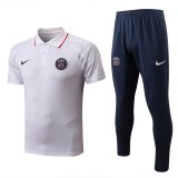 PSG White Training Suit Polo + Pants Mens 2022/23