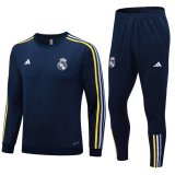 Real Madrid Crew Neck Salvia Blue Training Suit Mens 2023/24