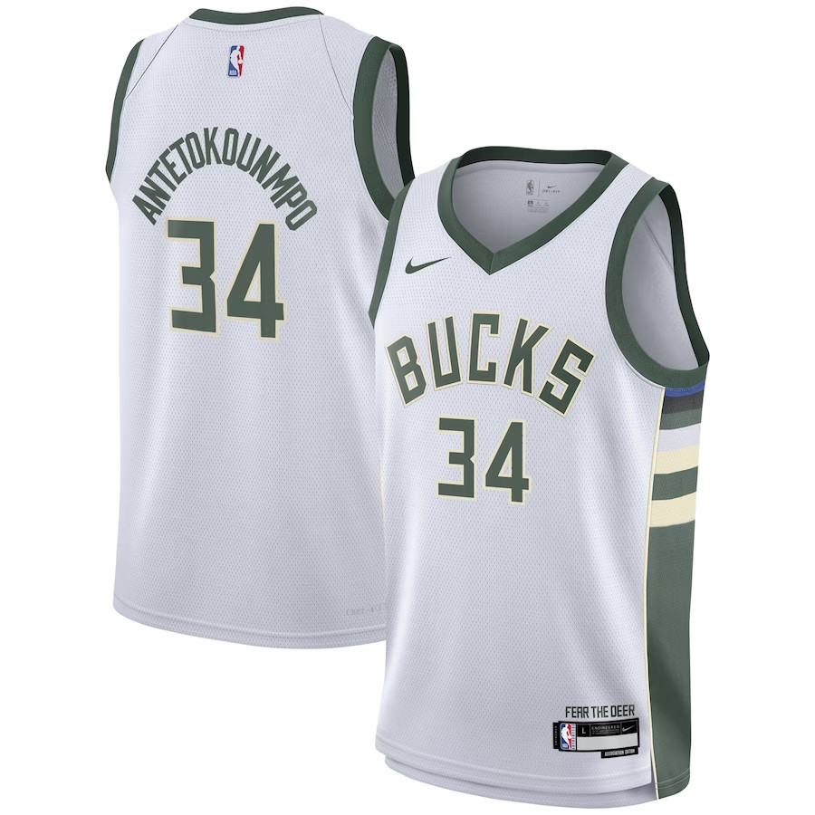 Milwaukee Bucks White Swingman Jersey - Association Edition Mens 2023/24 #NTETOKOUNMPO - 34