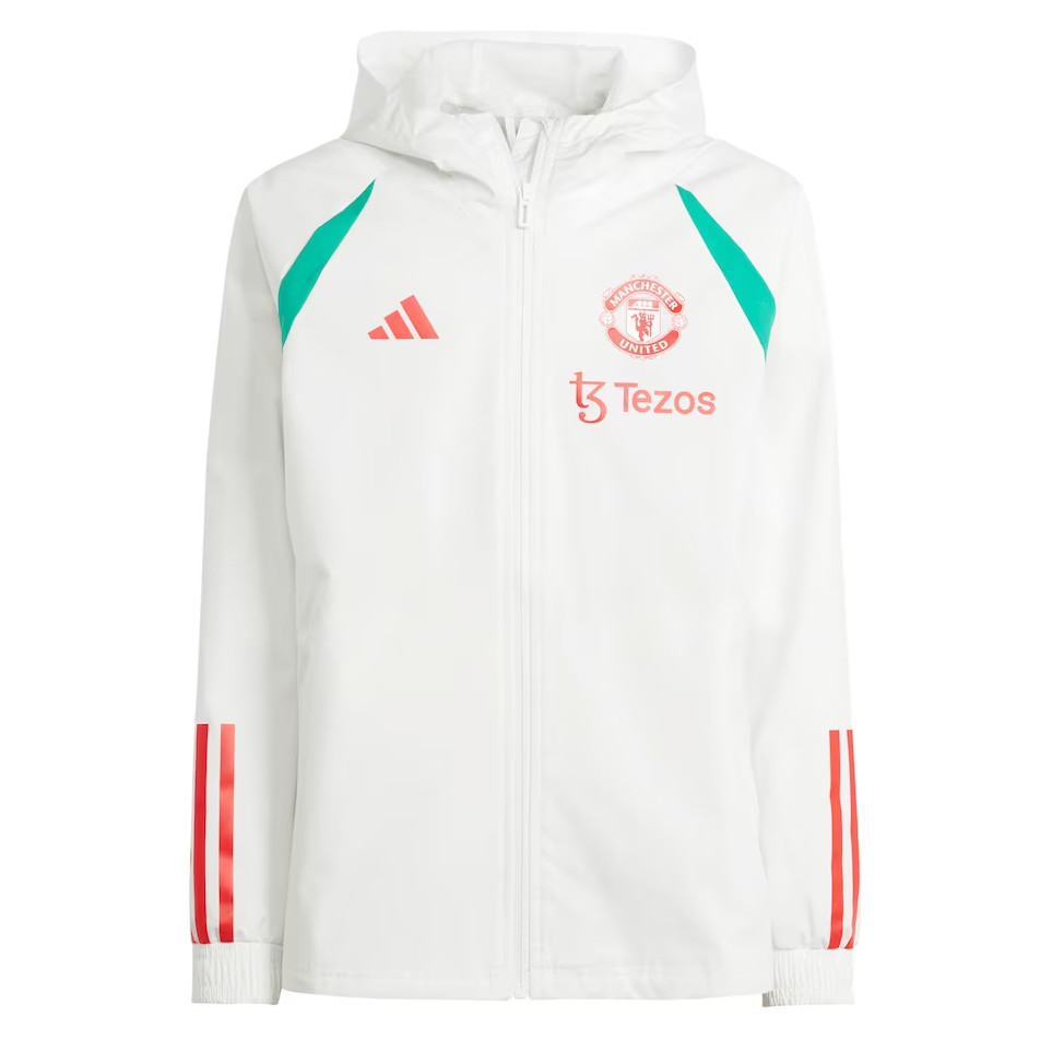 Manchester United White Pre-Match Woven Anthem Windrunner Jacket Mens 2023/24